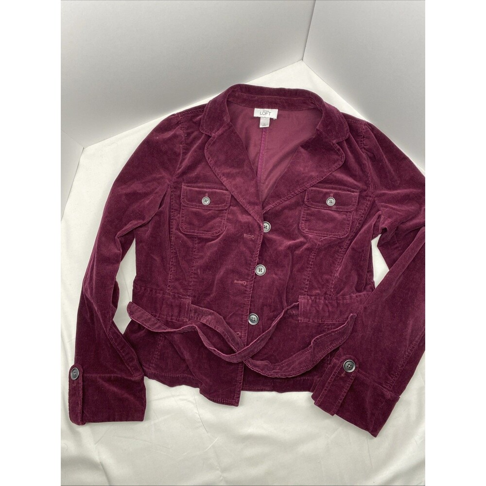 LOFT Women’s Size 12 Burgundy Corduroy Jacket Blazer Whimsigoth Romantigoth